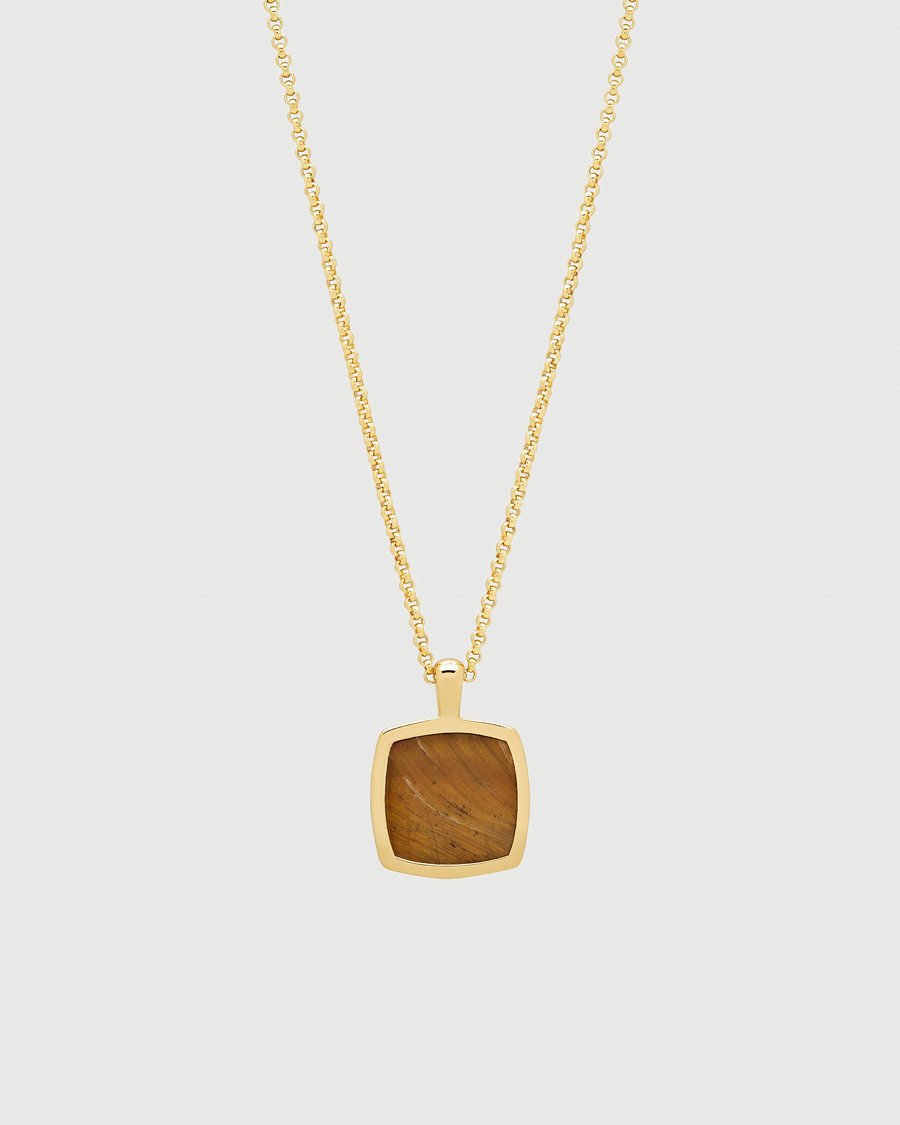 Hombres | Tom Wood Cushion Pendant Tiger Eye Gold | Tom Wood | Cushion Pendant Tiger Eye Gold