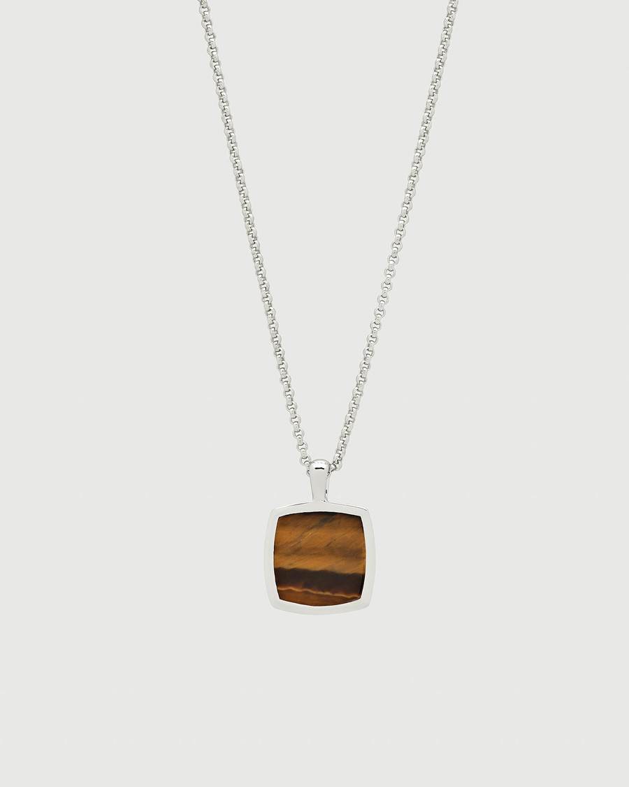 Hombres | Joyas | Tom Wood | Cushion Pendant Tiger Eye Silver
