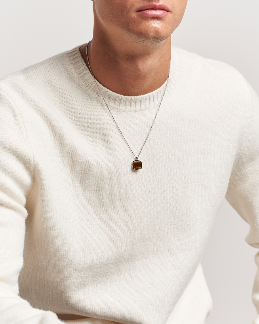 Hombres | Joyas | Tom Wood | Cushion Pendant Tiger Eye Silver