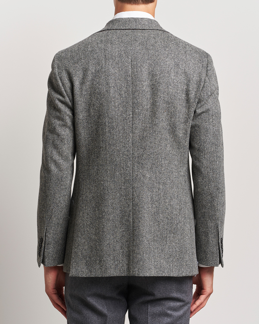 Hombres | Blazers | Walker Slater | Edward Lambswool Herringbone Blazer Dark Grey