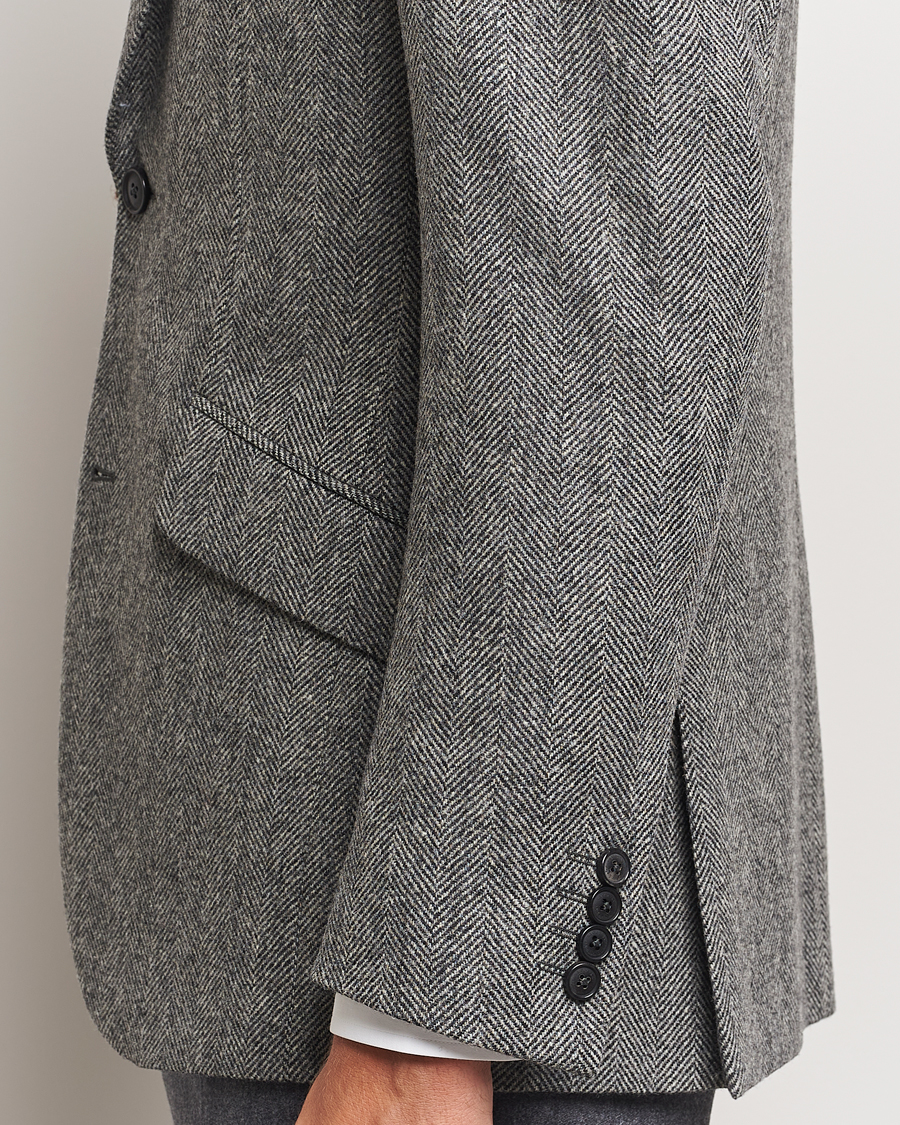 Hombres | Blazers | Walker Slater | Edward Lambswool Herringbone Blazer Dark Grey