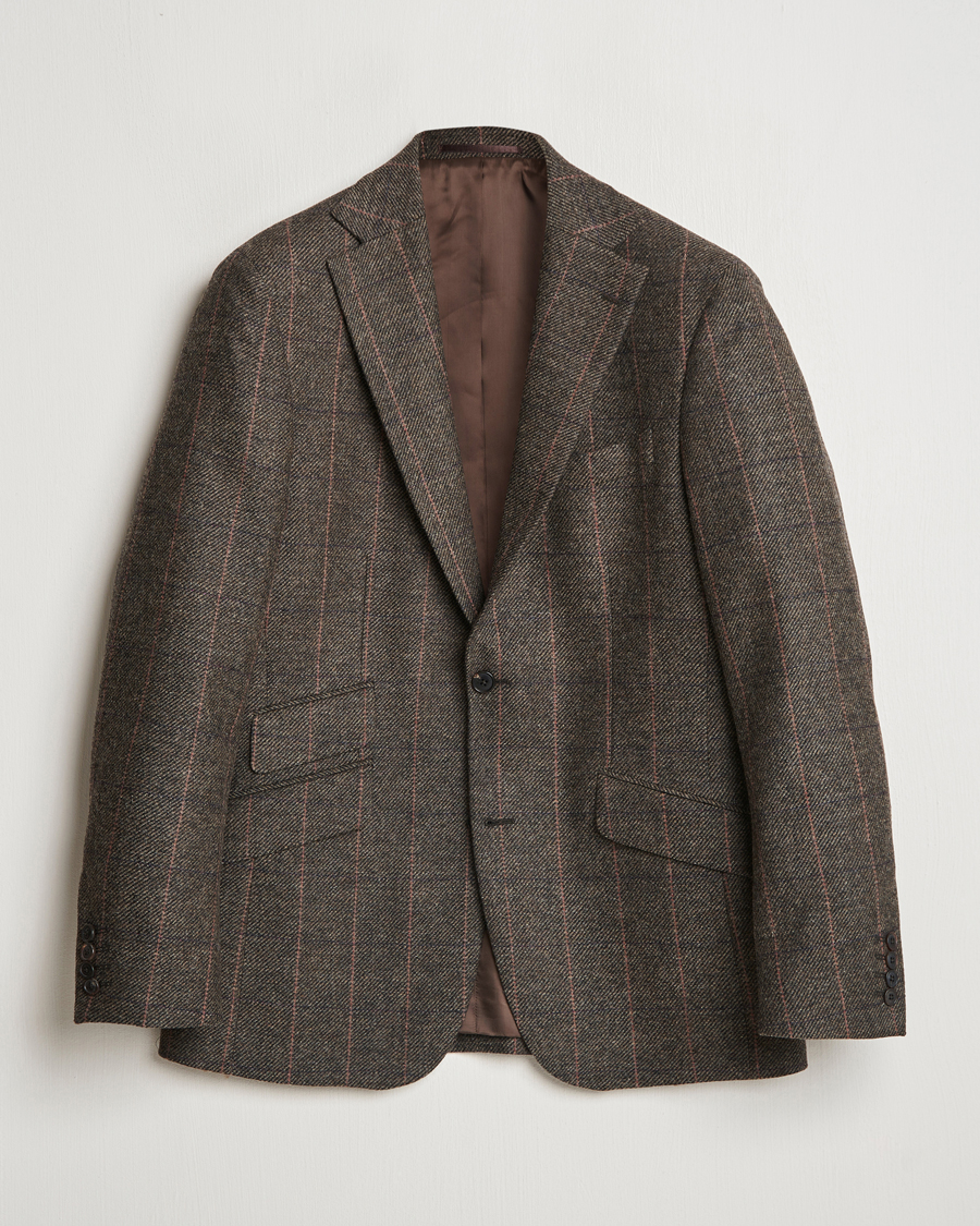 Hombres | Blazers | Walker Slater | Edward Lambswool Windowpane Blazer Brown