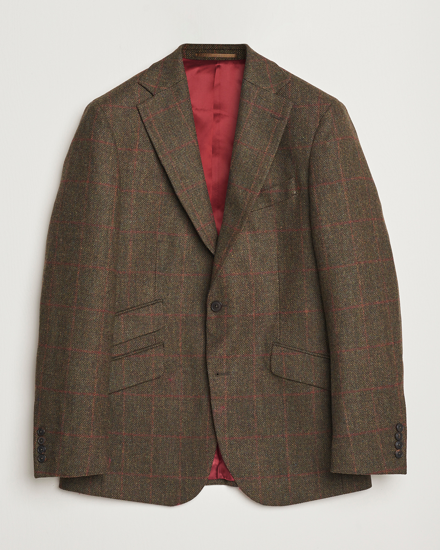 Hombres | Blazers | Walker Slater | Edward Lambswool Windowpane Blazer Green