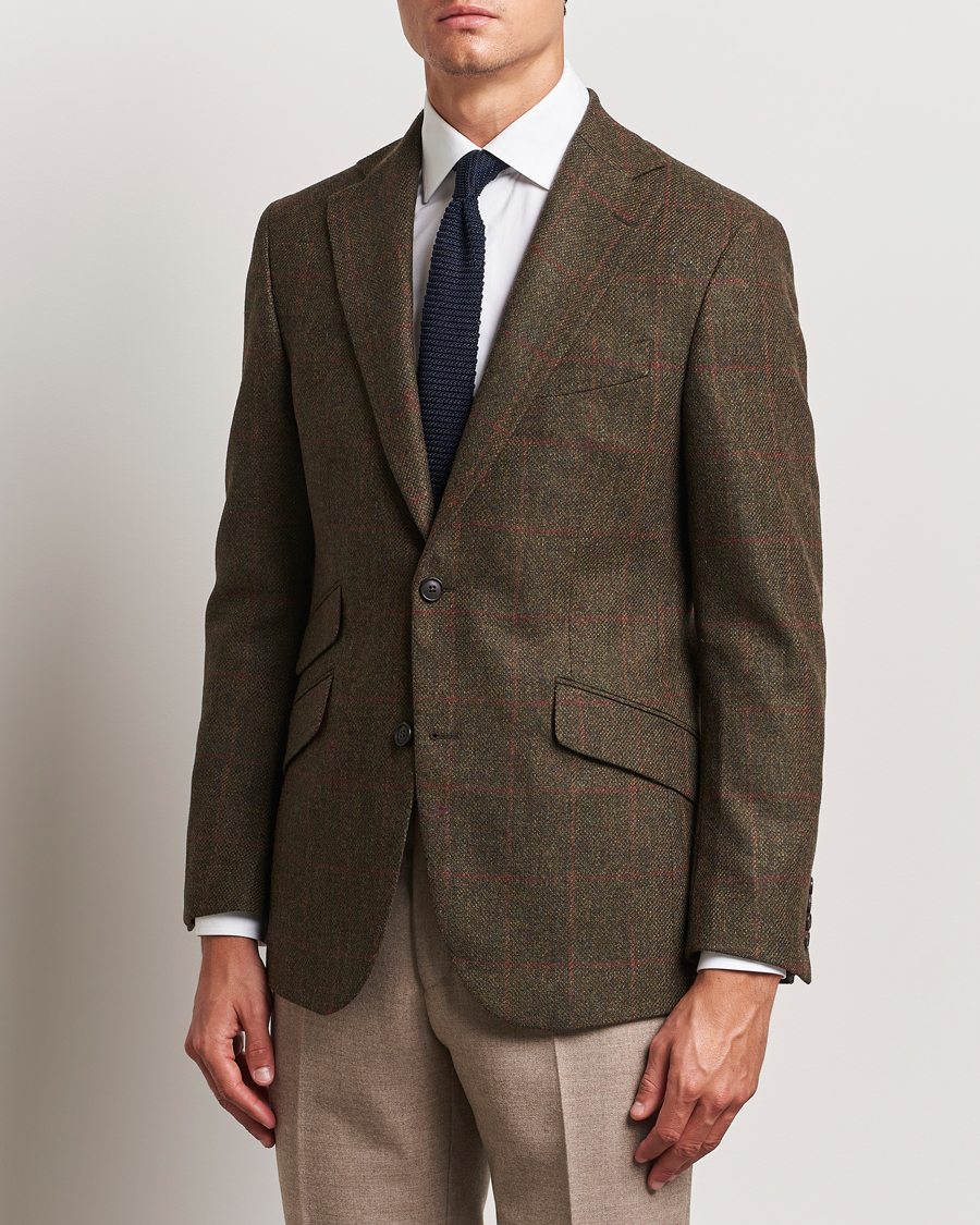 Hombres | Blazers | Walker Slater | Edward Lambswool Windowpane Blazer Green