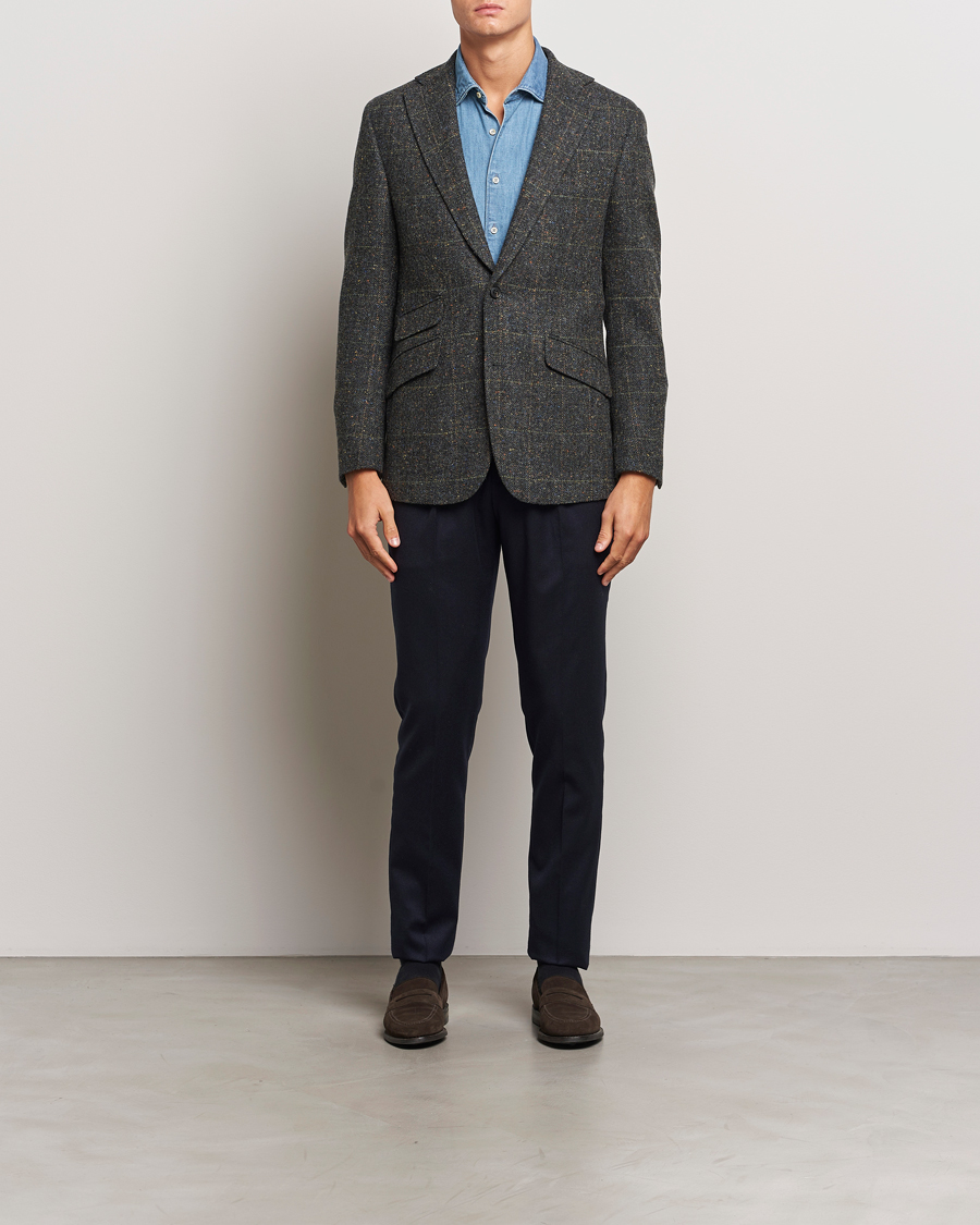Hombres | Blazers | Walker Slater | Edward Wool Donegal Windowpane Blazer Dark Grey