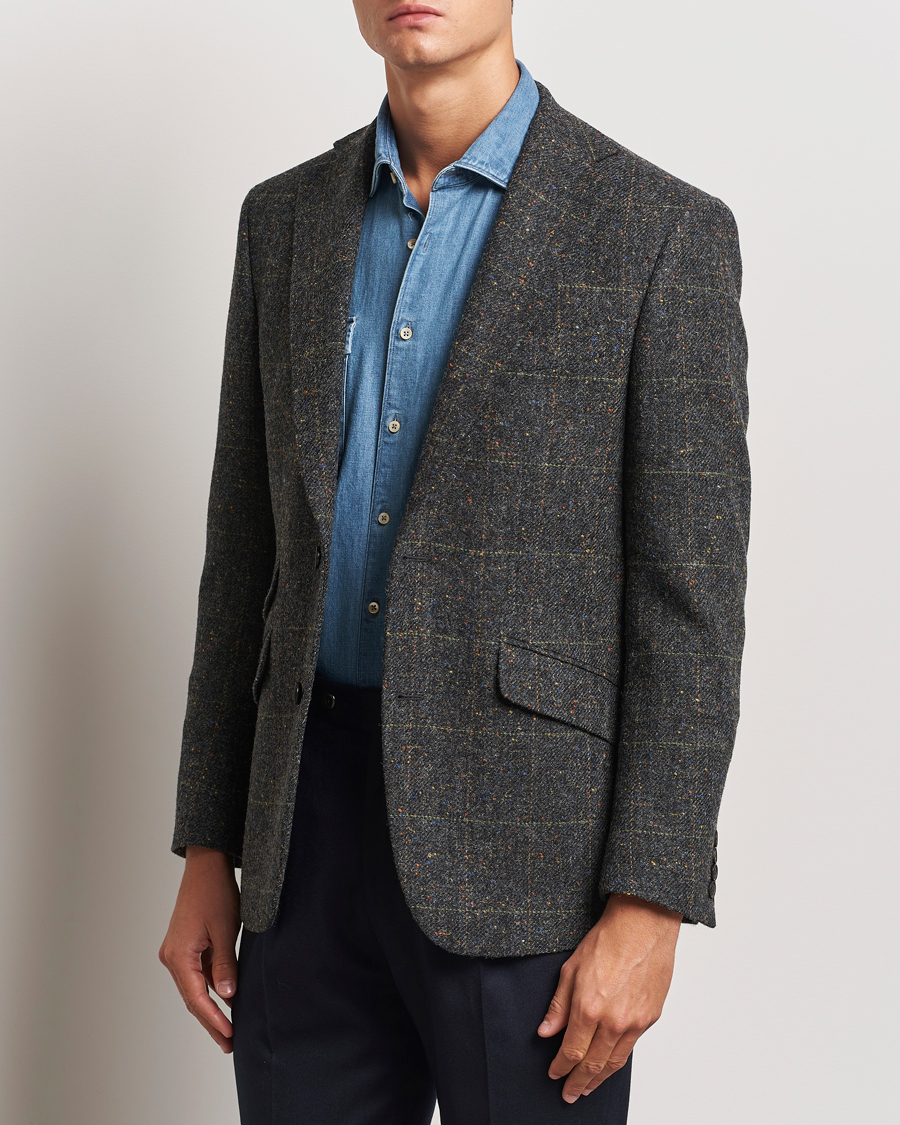 Hombres | Blazers | Walker Slater | Edward Wool Donegal Windowpane Blazer Dark Grey