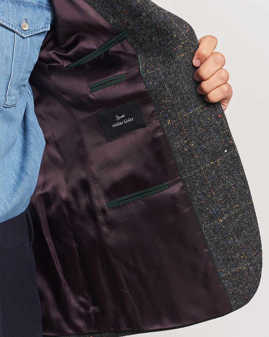 Hombres | Blazers | Walker Slater | Edward Wool Donegal Windowpane Blazer Dark Grey