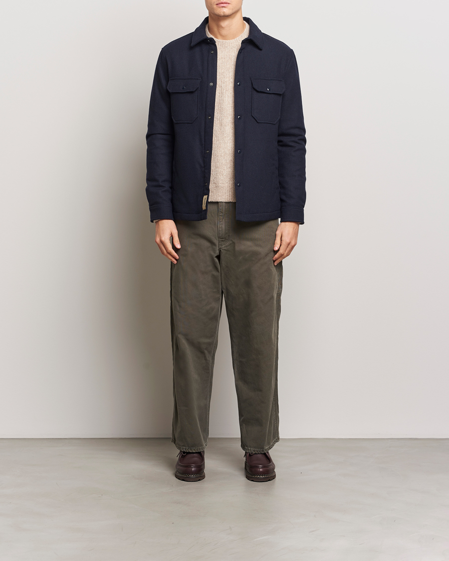 Hombres | Abrigos y chaquetas | Woolrich | Alaskan Melton Wool Overshirt Melton Blue