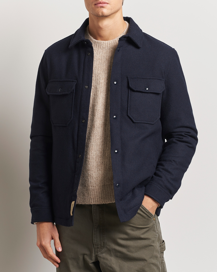 Hombres | Abrigos y chaquetas | Woolrich | Alaskan Melton Wool Overshirt Melton Blue