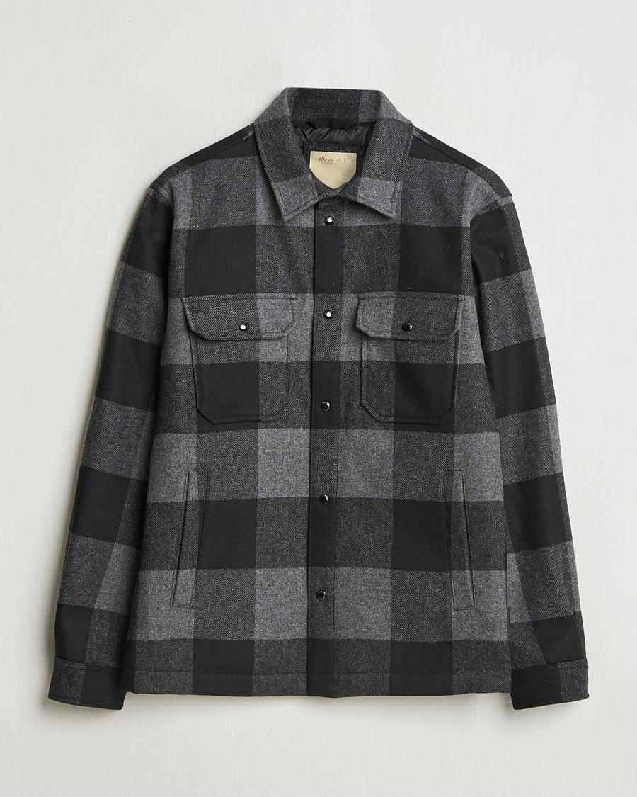 Hombres | Abrigos y chaquetas | Woolrich | Alaskan Melton Wool Overshirt Charcoal Buffalo