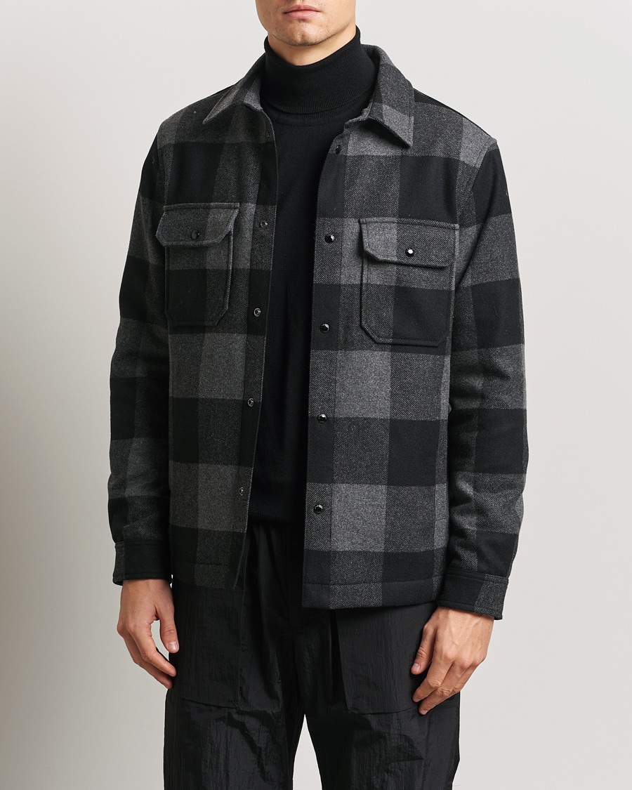 Hombres | Abrigos y chaquetas | Woolrich | Alaskan Melton Wool Overshirt Charcoal Buffalo