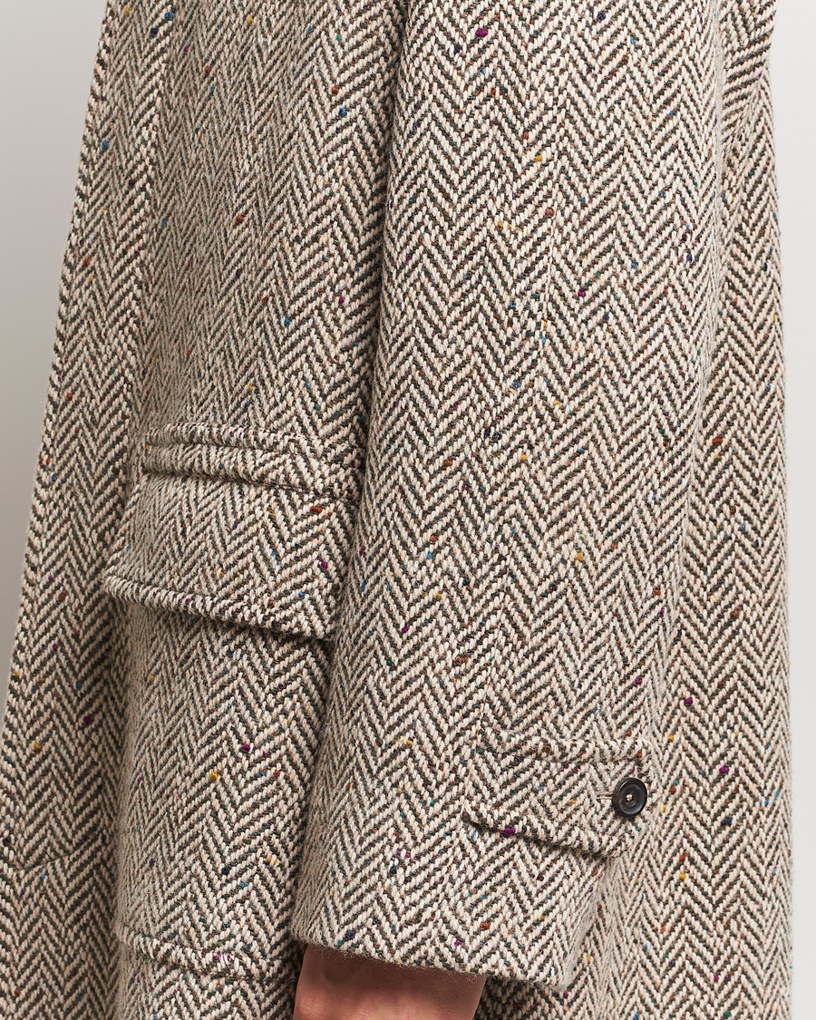 Hombres | Abrigos y chaquetas | Drake's | Herringbone Tweed Raglan Coat Oat Fleck