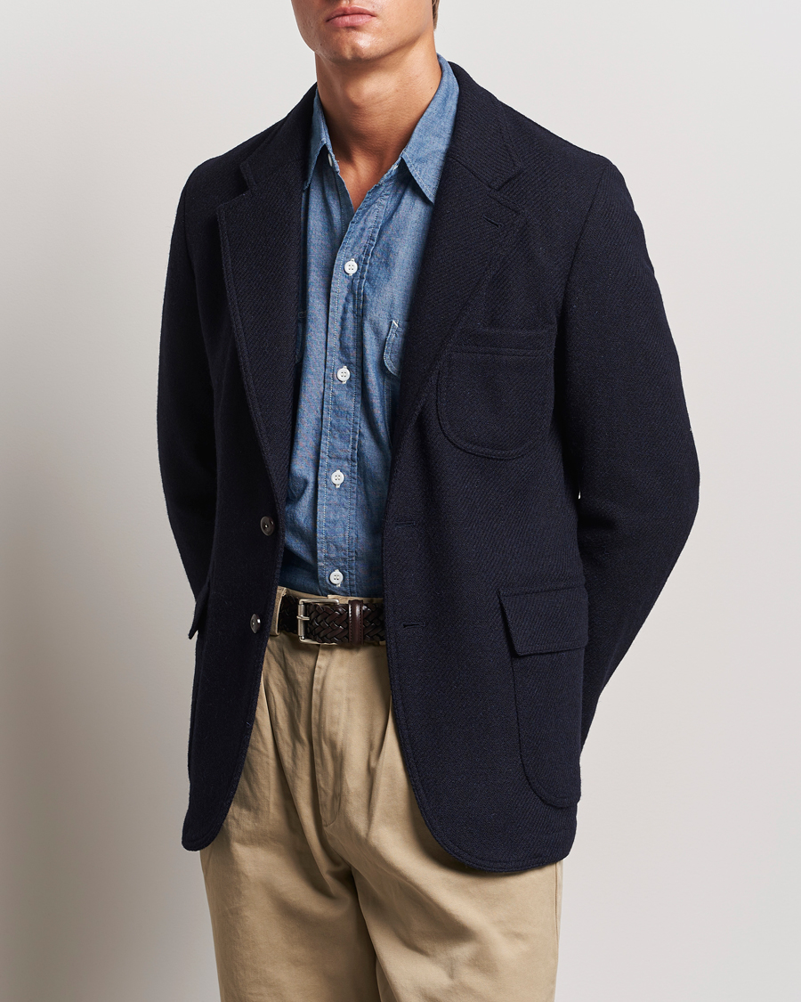 Hombres | Blazers | Drake's | MKVII Harris Tweed Blazer Navy