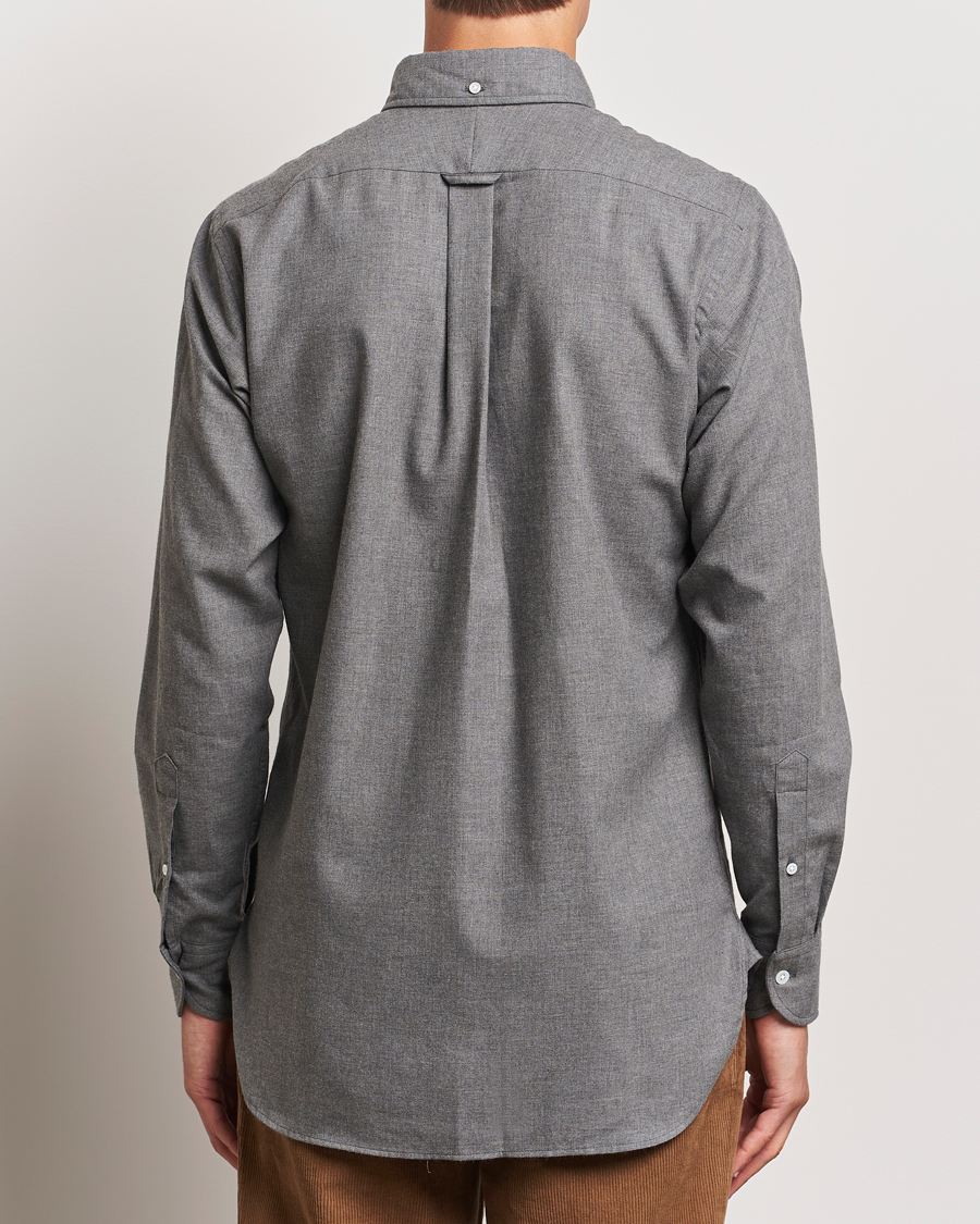 Hombres | Camisas | Drake's | Button Down Flannel Shirt Grey