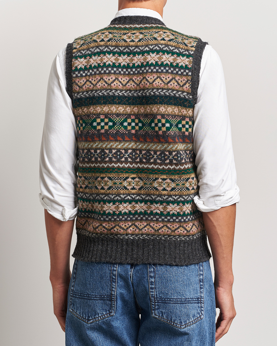 Hombres | Jerséis y prendas de punto | Drake's | Fairisle Wool Vest Purple Multi