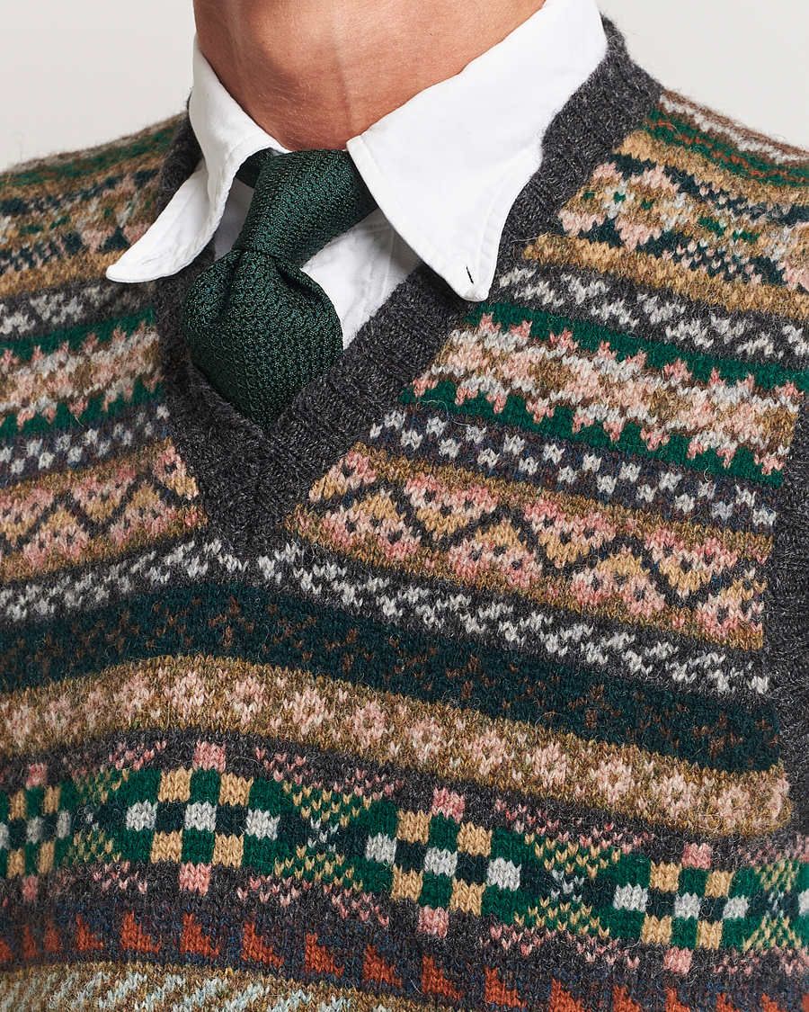 Hombres | Jerséis y prendas de punto | Drake's | Fairisle Wool Vest Purple Multi