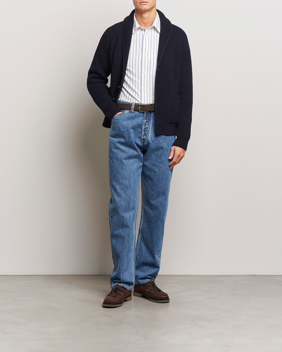 Hombres | Jerséis y prendas de punto | Drake's | Lambswool 6-Ply Shawl Collar Cardigan Navy