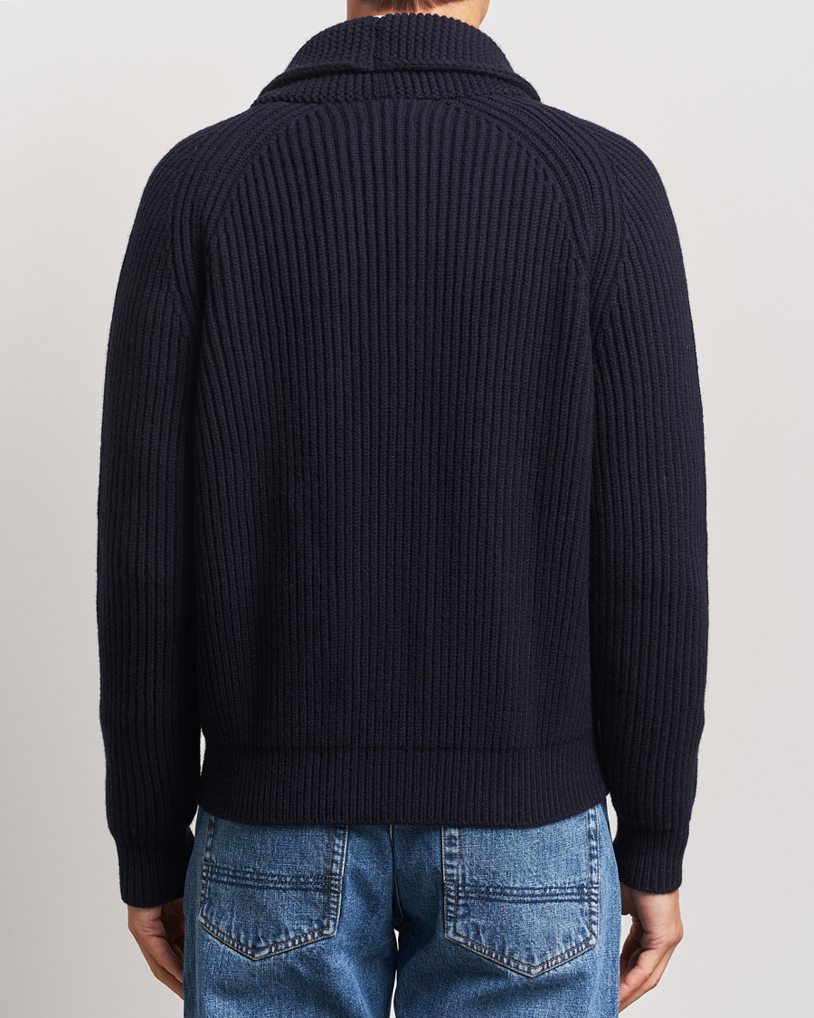 Hombres | Jerséis y prendas de punto | Drake's | Lambswool 6-Ply Shawl Collar Cardigan Navy