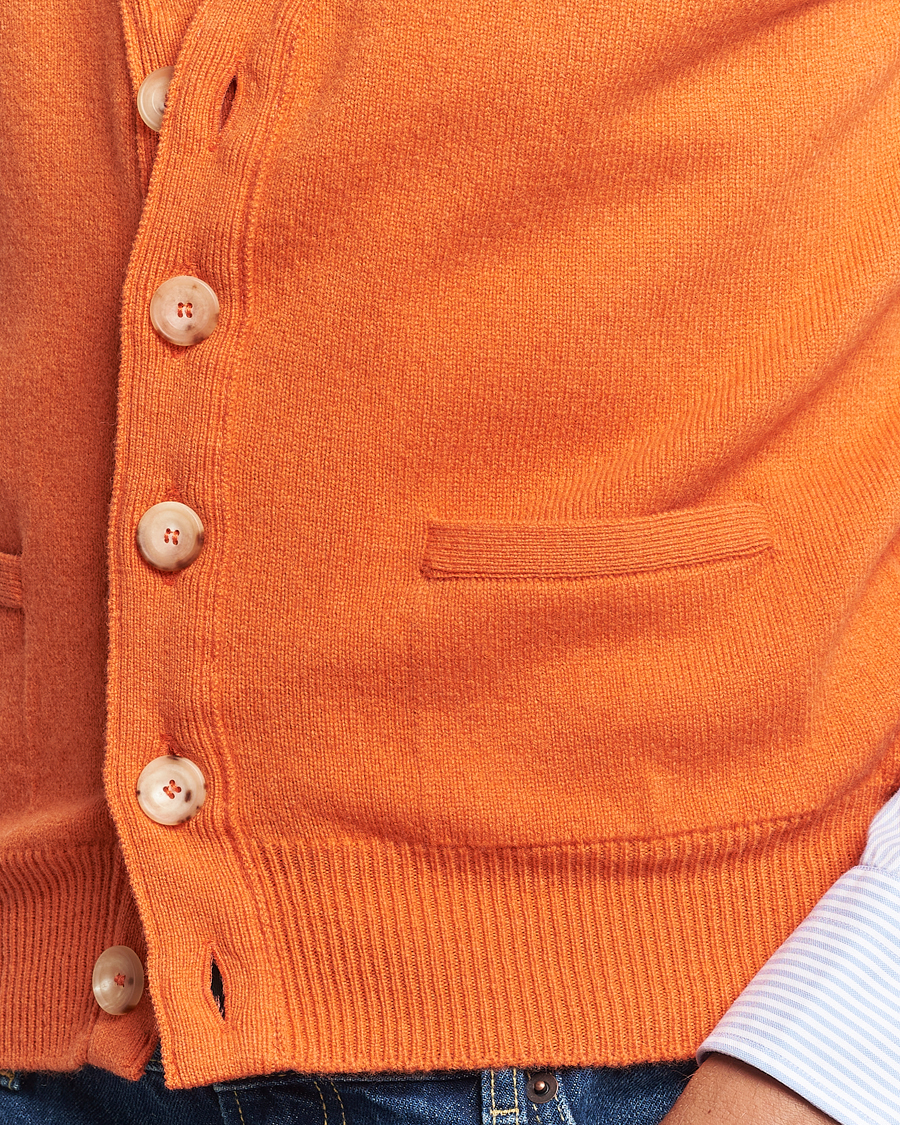 Hombres | Jerséis y prendas de punto | Drake's | Lambswool Vest Cardigan Orange