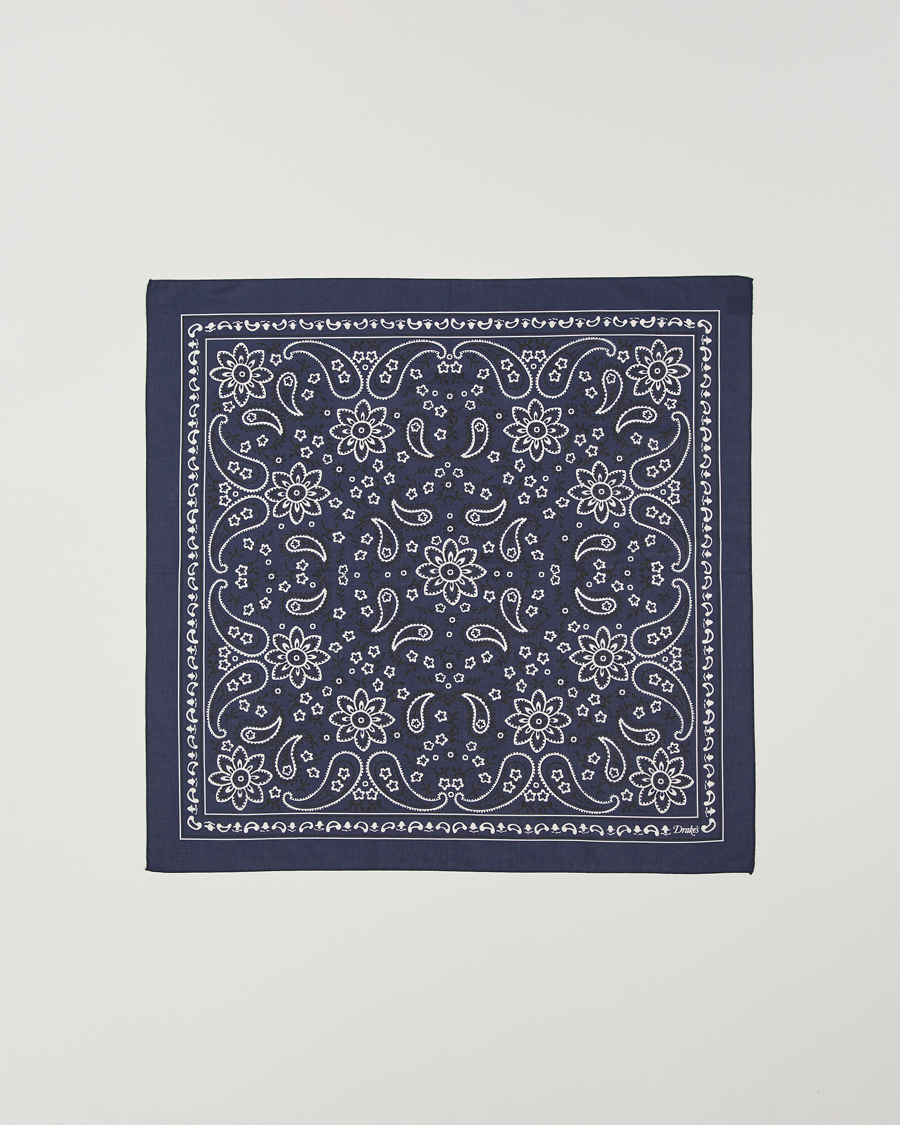 Hombres | Bufandas elegantes | Drake's | Drake'sClassic Paisley BandanaNavy