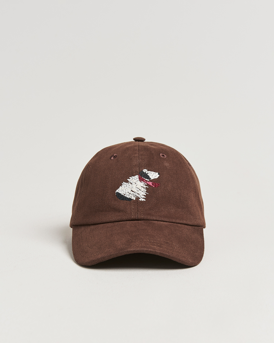 Hombres | Drake's Embroidered Dog Heavy Twill Cap Brown | Drake's | Embroidered Dog Heavy Twill Cap Brown