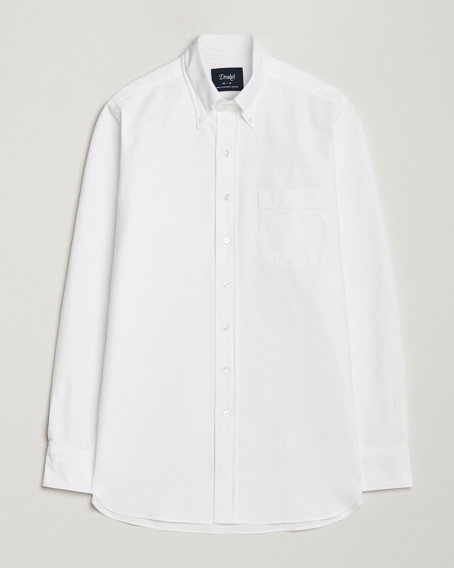 Hombres | Camisas | Drake's | Button Down Oxford Shirt White