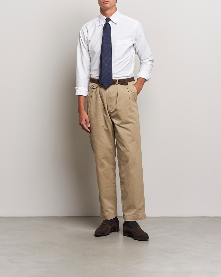 Hombres | Camisas | Drake's | Button Down Oxford Shirt White