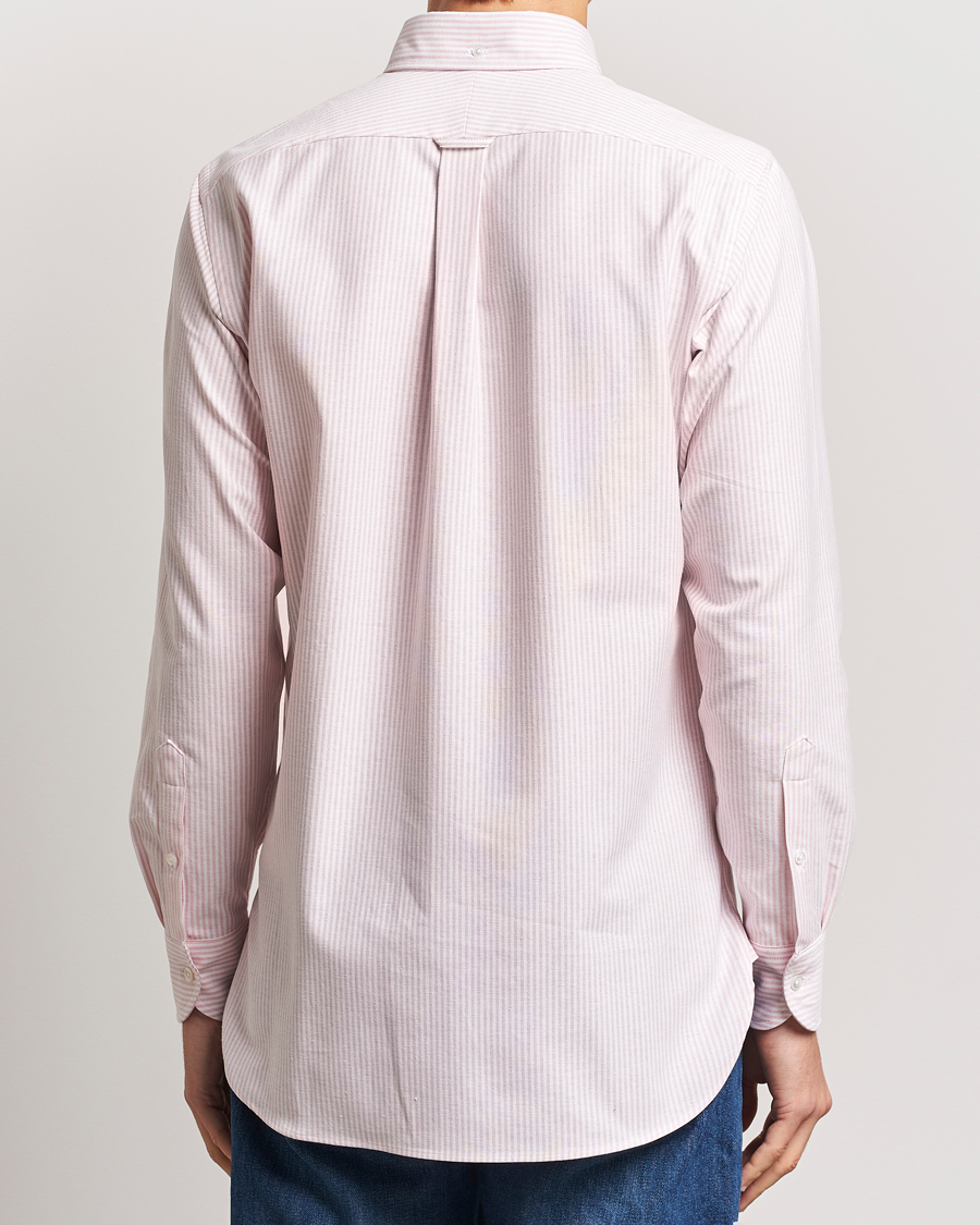 Hombres | Camisas | Drake's | Striped Button Down Oxford Shirt Pink