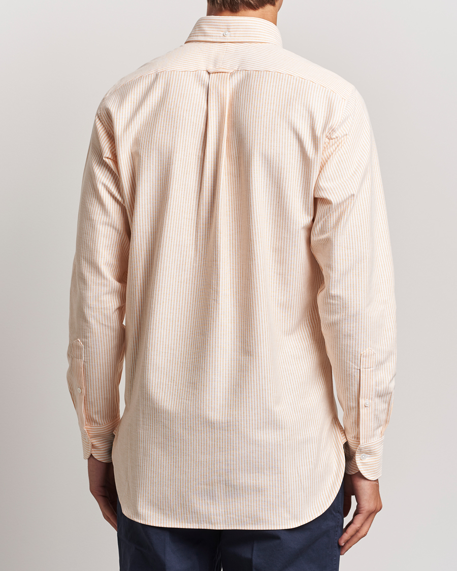 Hombres | Camisas | Drake's | Striped Button Down Oxford Shirt Orange