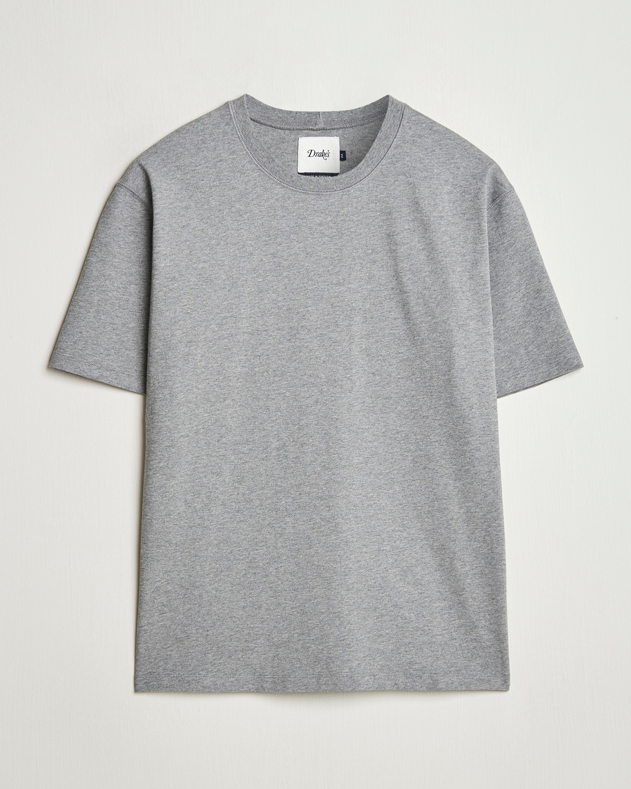 Hombres | Camisetas | Drake's | Short Sleeve Hiking T-Shirt Grey