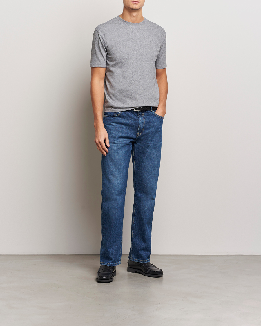 Hombres | Camisetas | Drake's | Short Sleeve Hiking T-Shirt Grey