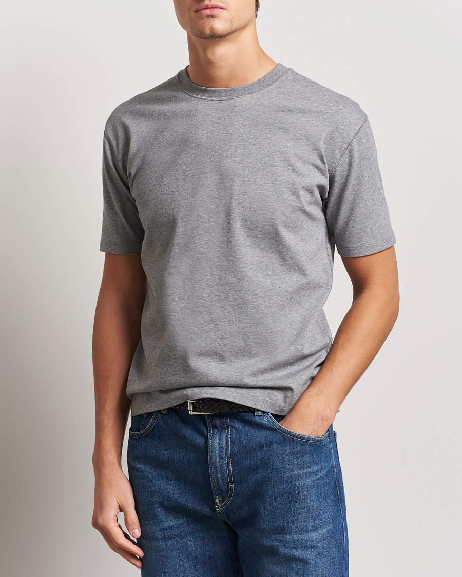 Hombres | Camisetas | Drake's | Short Sleeve Hiking T-Shirt Grey