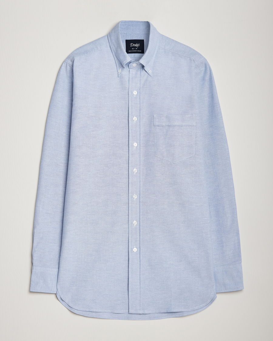 Hombres | Camisas | Drake's | Button Down Oxford Shirt Blue