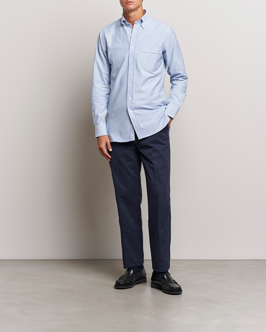 Hombres | Camisas | Drake's | Button Down Oxford Shirt Blue