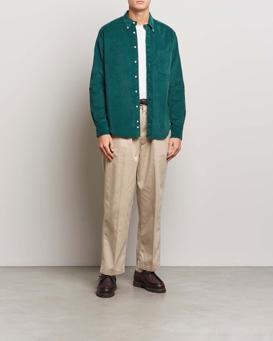 Hombres | Camisas | Gitman Vintage | Button Down Corduroy Shirt Emerald