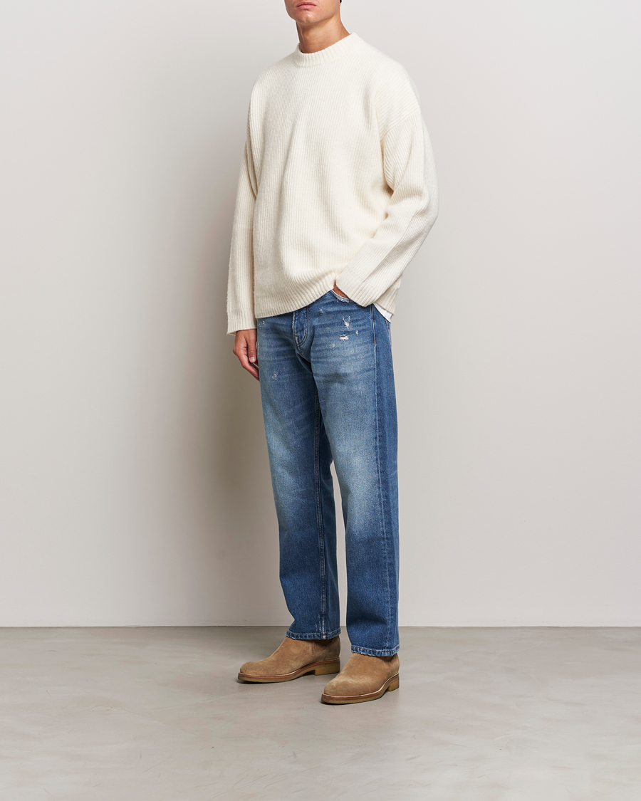 Hombres | Jerséis y prendas de punto | Golden Goose | Brushed Rib Wool Sweater Heritage White