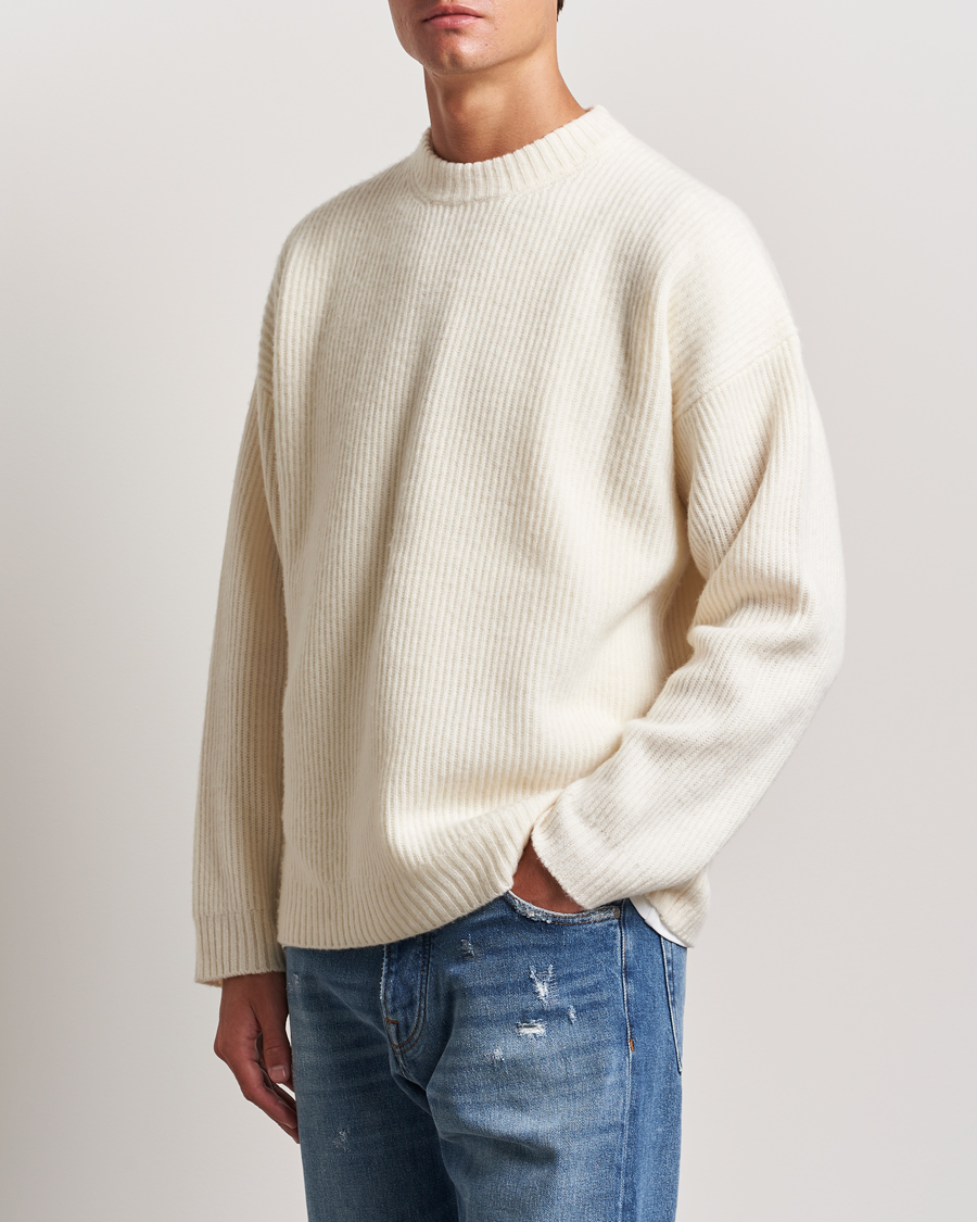 Hombres | Jerséis y prendas de punto | Golden Goose | Brushed Rib Wool Sweater Heritage White