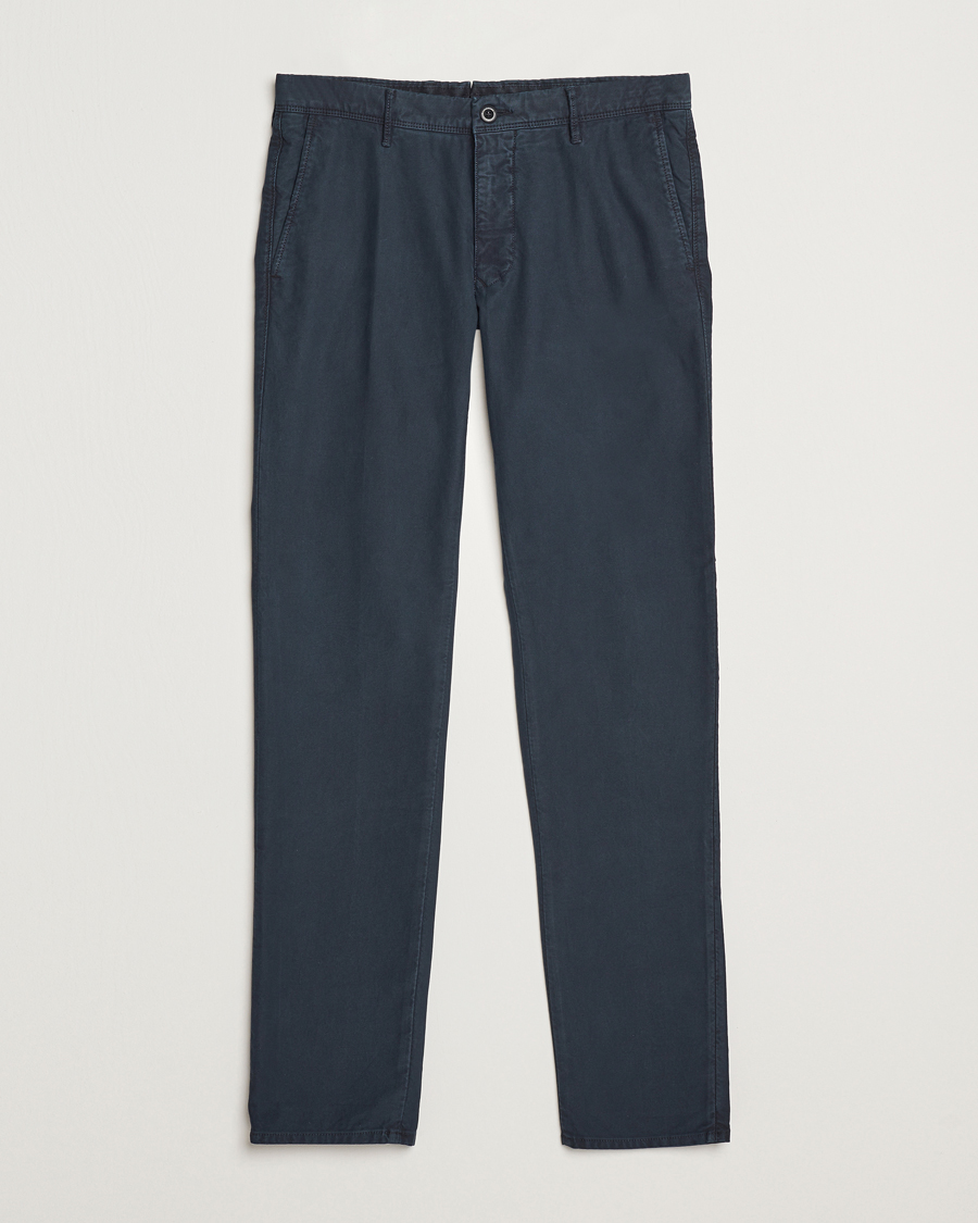 Hombres | Pantalones | Incotex | Slim Fit Garment Dyed Slacks Navy