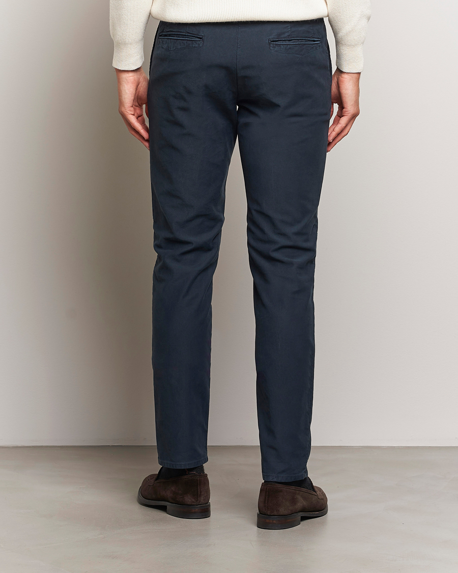Hombres | Pantalones | Incotex | Slim Fit Garment Dyed Slacks Navy