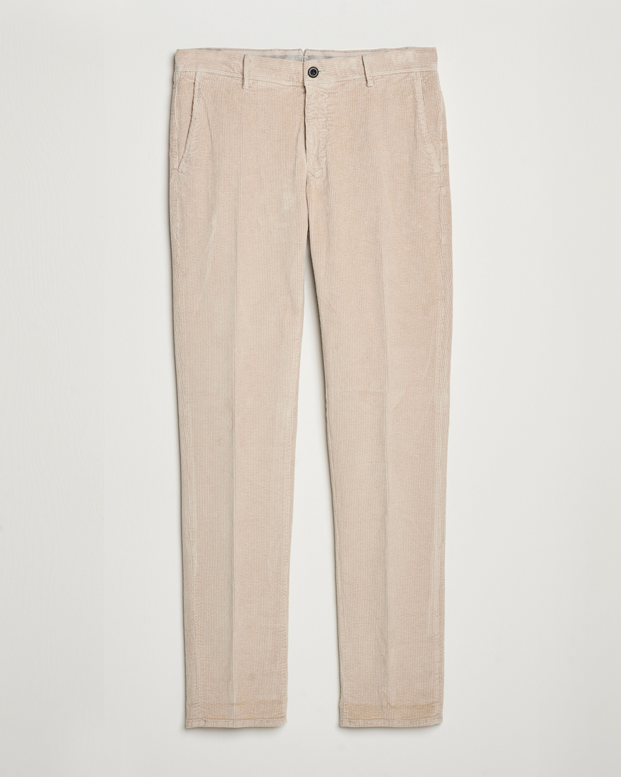 Hombres | Pantalones | Incotex | Slim Fit Leisure Cord Slacks Light Beige