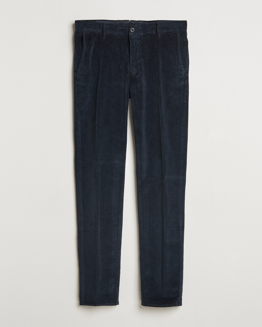 Hombres | Pantalones | Incotex | Slim Fit Leisure Cord Slacks Navy
