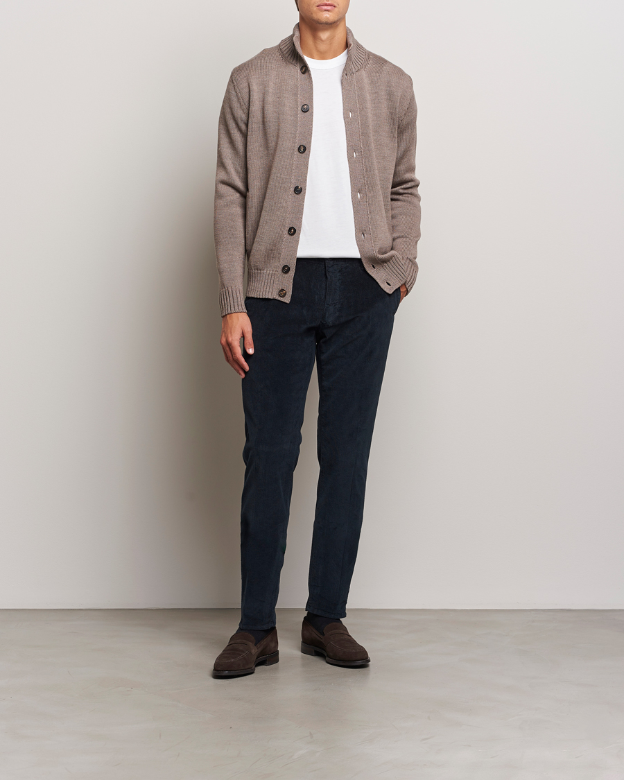 Hombres | Pantalones | Incotex | Slim Fit Leisure Cord Slacks Navy
