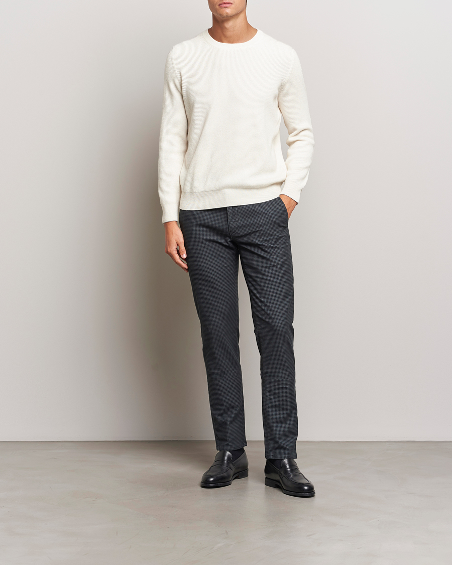 Hombres | Pantalones | Incotex | Slim Fit Houndstooth Cotton Pants Dark Grey