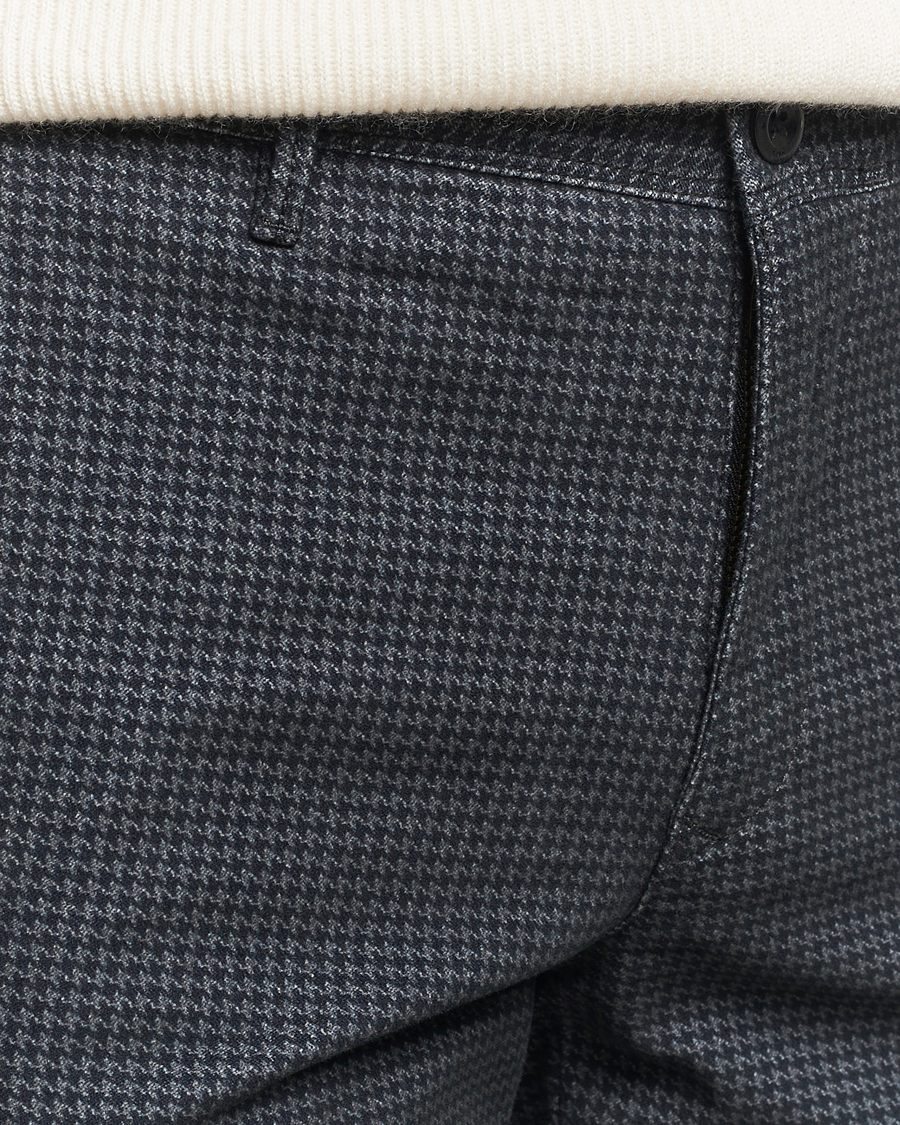 Hombres | Pantalones | Incotex | Slim Fit Houndstooth Cotton Pants Dark Grey