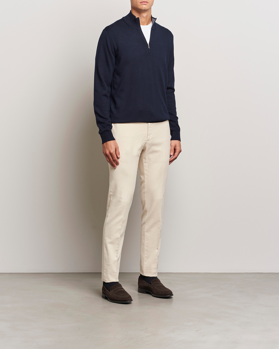 Hombres | Pantalones | Incotex | Slim Fit Luxury Moleskine Trousers Off White