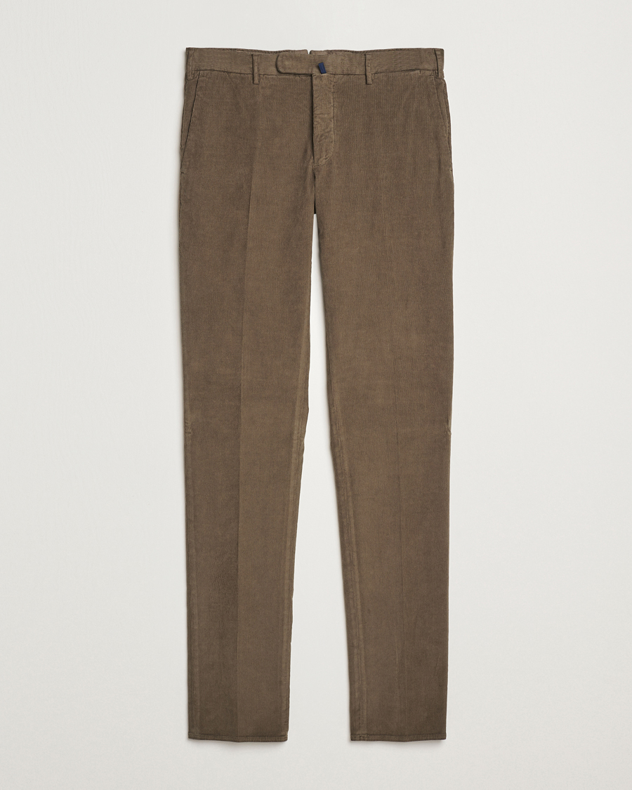 Hombres | Pantalones | Incotex | Slim Fit Baby Corduroy Trousers Brown