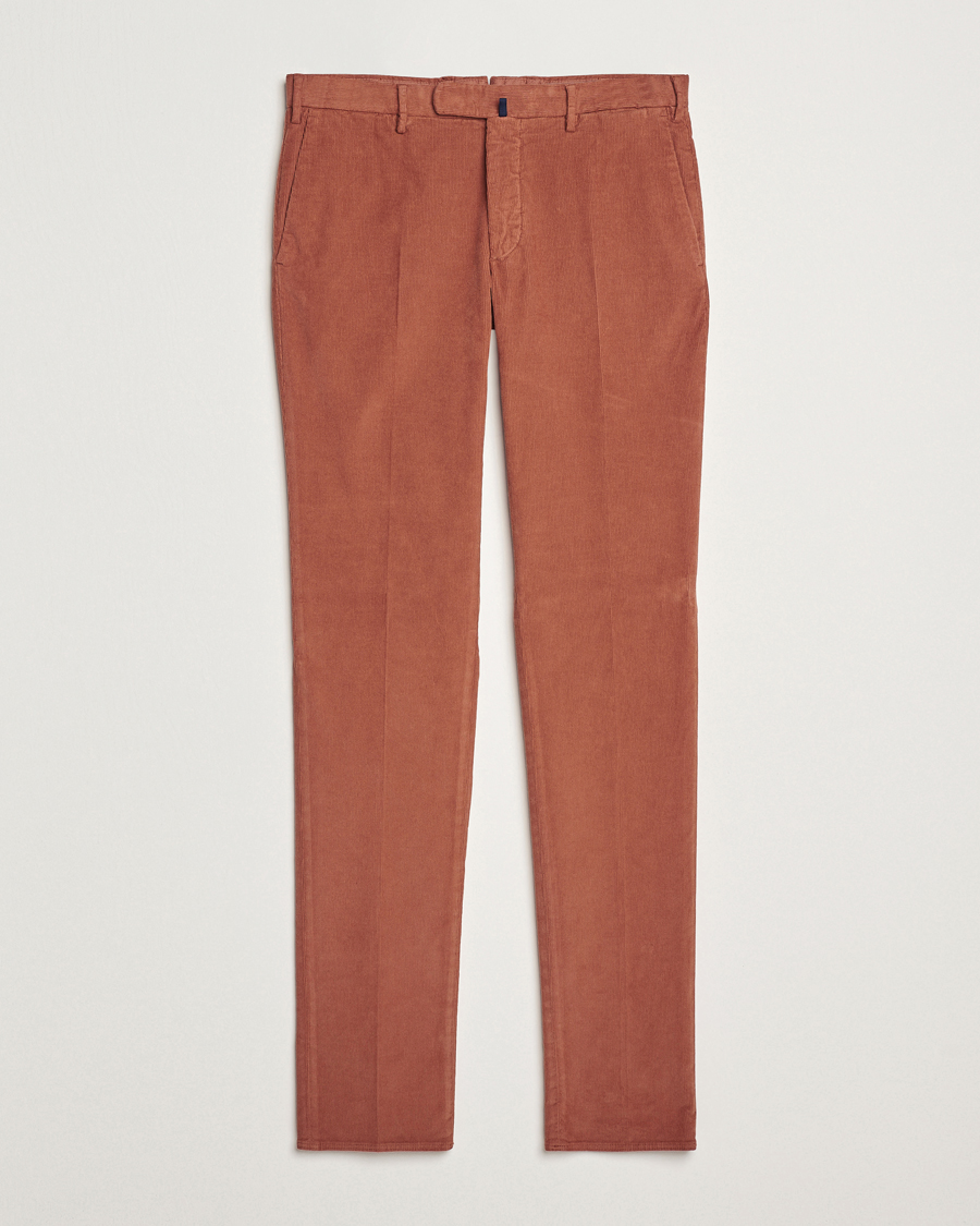 Hombres | Pantalones | Incotex | Slim Fit Baby Corduroy Trousers Vintage Red