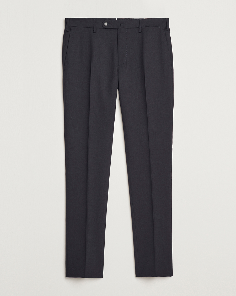 Hombres | Pantalones | Incotex | Silm Fit Washable Flannel Trousers Navy