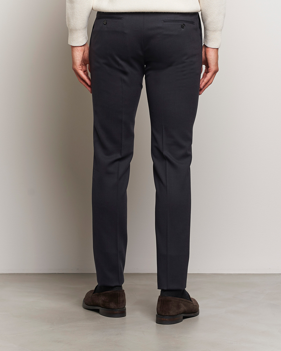 Hombres | Pantalones | Incotex | Silm Fit Washable Flannel Trousers Navy