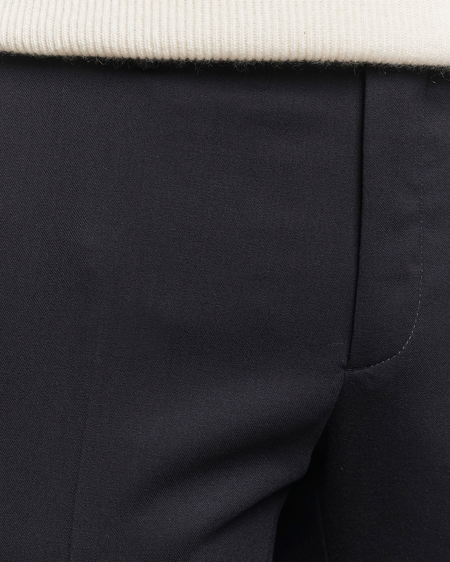 Hombres | Pantalones | Incotex | Silm Fit Washable Flannel Trousers Navy